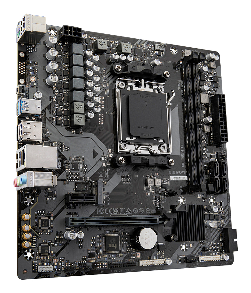 Tarjeta Madre Gigabyte A620M H - Socket AM5 - 2x DDR5 - 4400/5200/6400(O.C.)MHz - HDMI - DisplayPort - USB 2.0/3.2 - Micro ATX - A620M H Tarjeta Madre Gigabyte A620M H - Socket AM5 - 2x DDR5 - 4400/5200/6400(O.C.)MHz - HDMI - DisplayPort - USB 2.0/3.2 - Micro ATX - A620M H