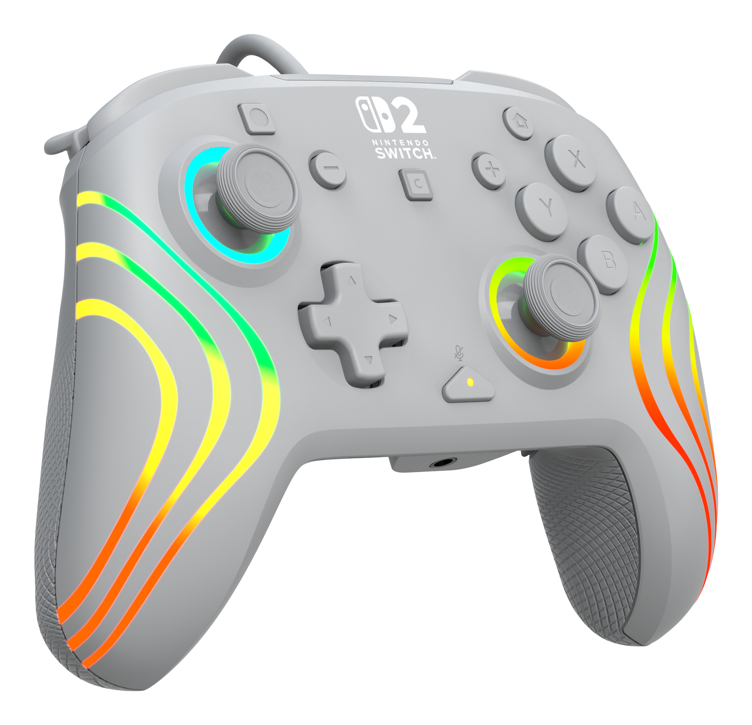 Turtle Beach Afterglow Wave Gris Manette de gaming RGB filaire Sous licence officielle pour Nintendo Switch 2