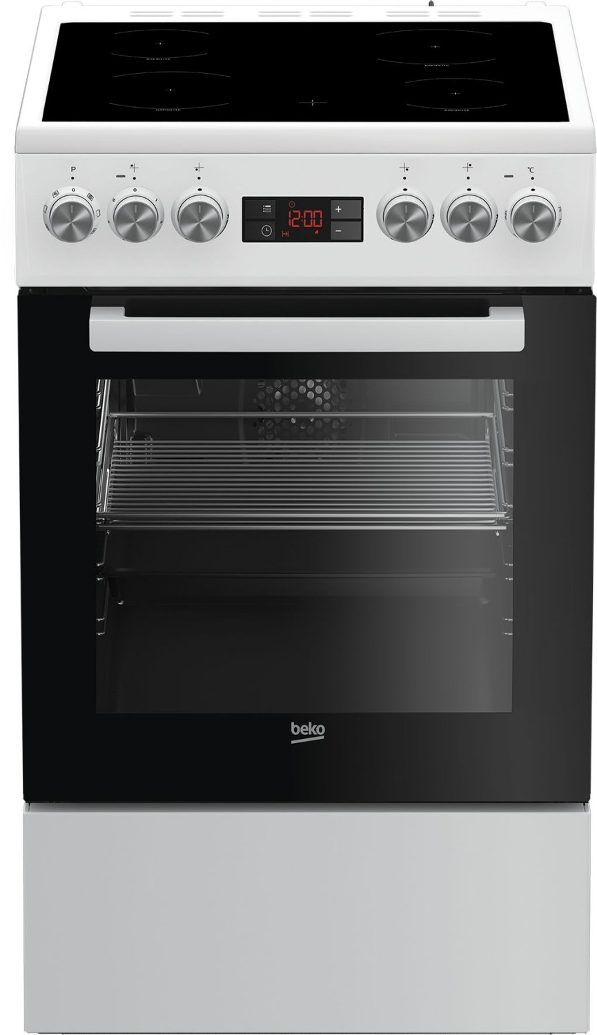Beko FSE57302GWC Freestanding cooker Electric Zone induction hob Black, White – image 1