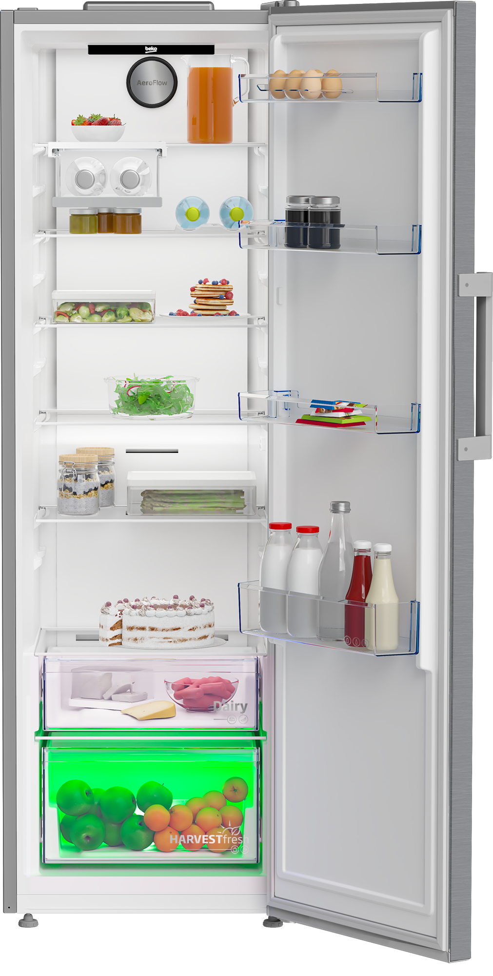 Beko LNP4686LVPS Freestanding AeroFlowTM Tall Larder Fridge with HarvestFreshTM – image 3
