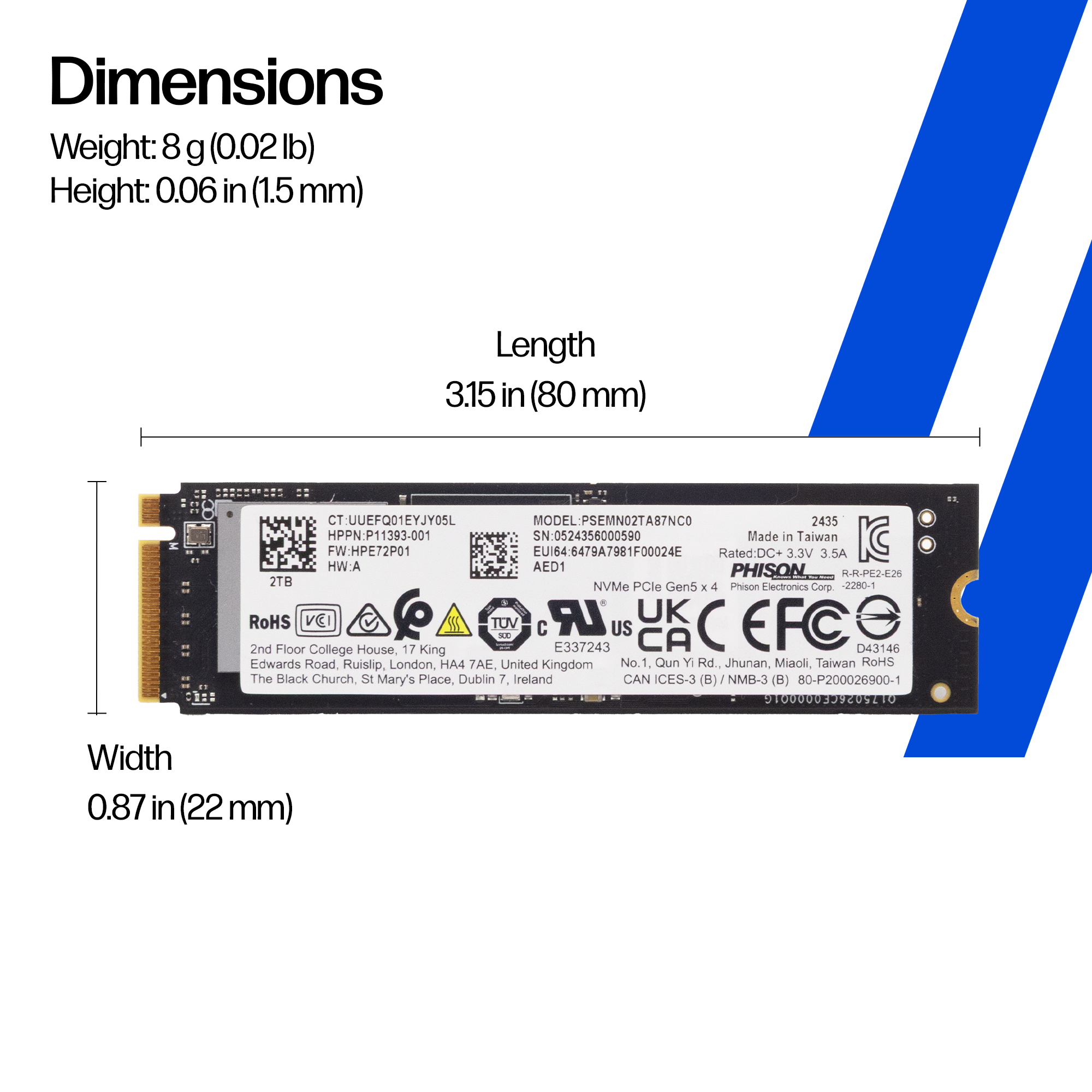 HP 2TB PCIe-5×4 NVMe Solid State Drive