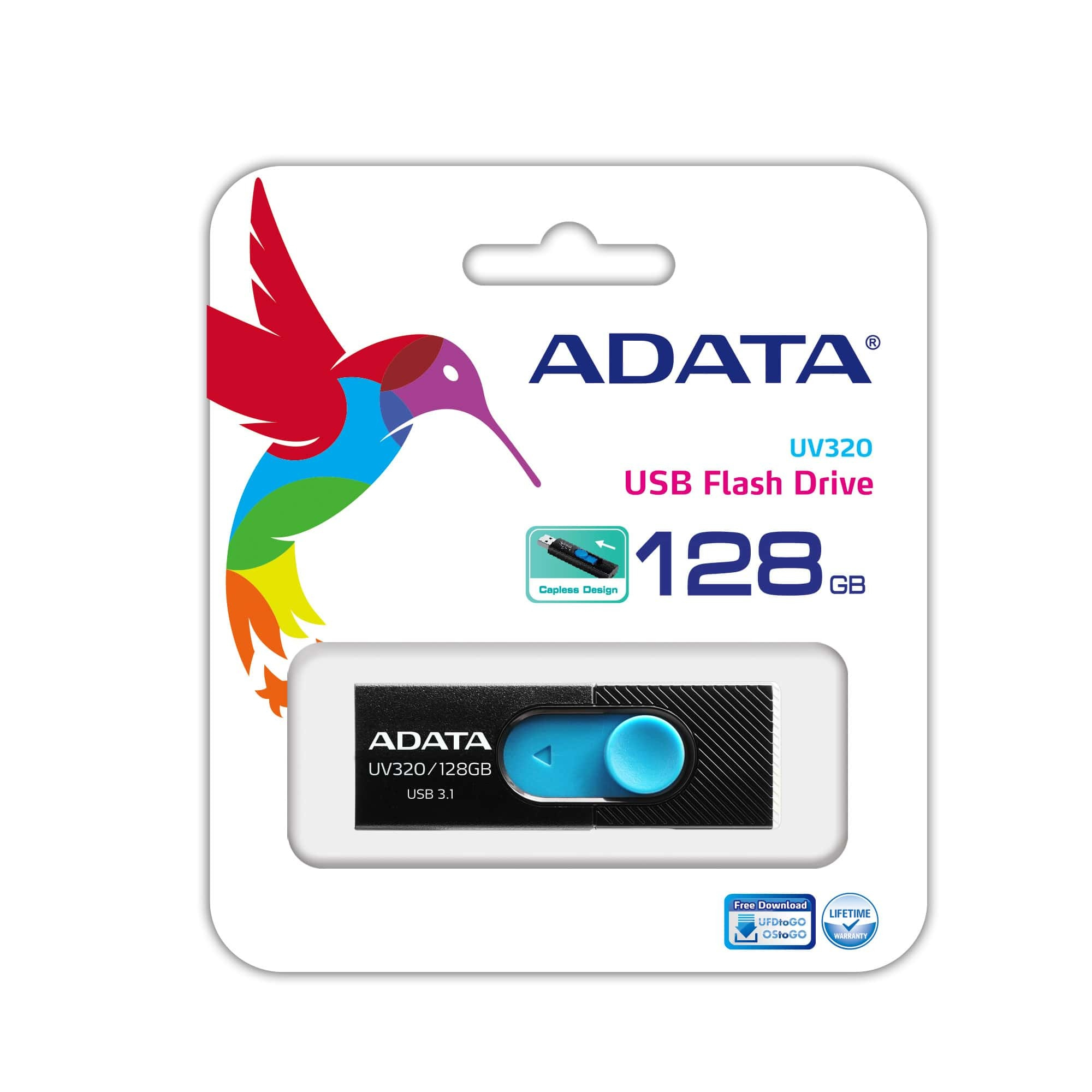 Memoria Usb Adata Uv320 128Gb Usb 3.1 Negro/Azul - AUV320-128G-RBKBL