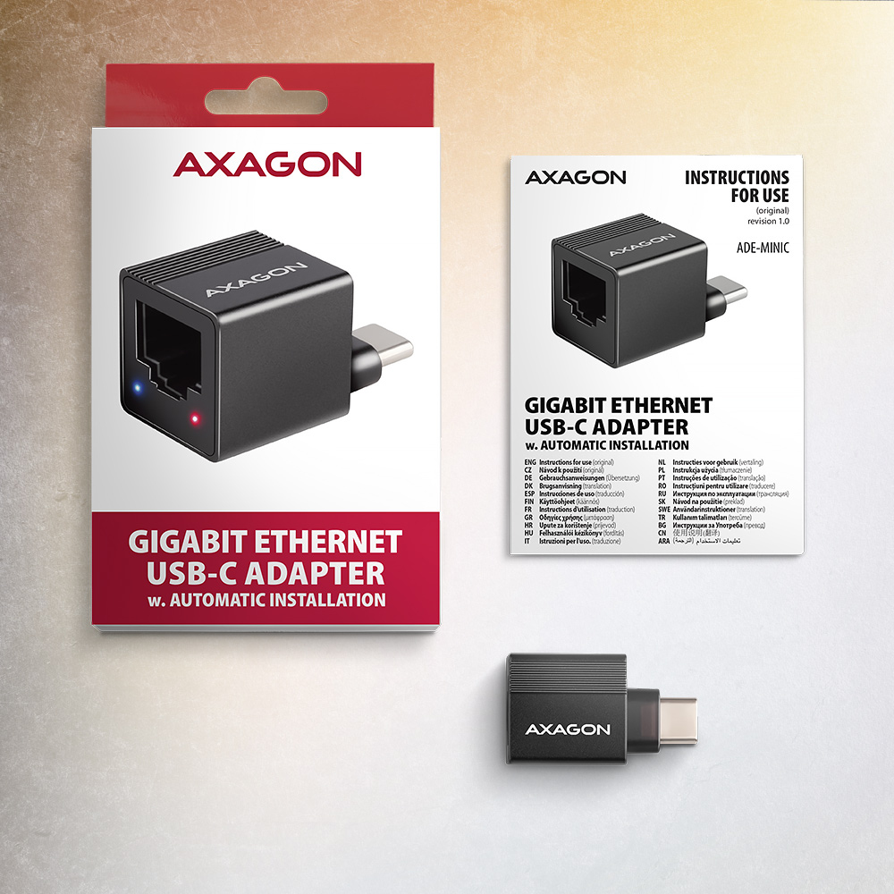 Axagon ADE-MINIC USB-C 3.2 Gen 1 Gigabit Ethernet MINI adapter - schwarz - Adapter - Digital/Daten – image 7