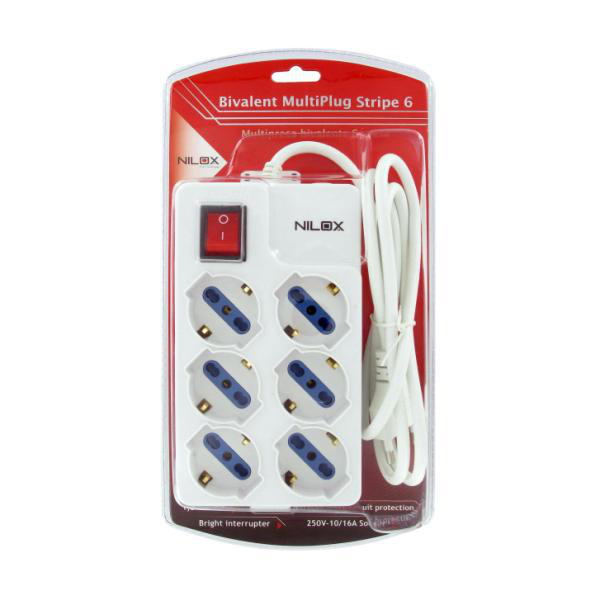 Nilox MULTIPRESA 6P. BIPASSO BIANCO – image 3