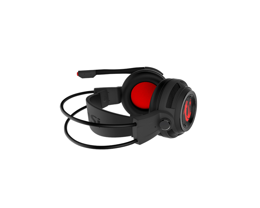 MSI DS502 7.1 Virtual Surround Sound Gaming Headset 'Black with Ambient Dragon Logo, Wired USB connector – image 4
