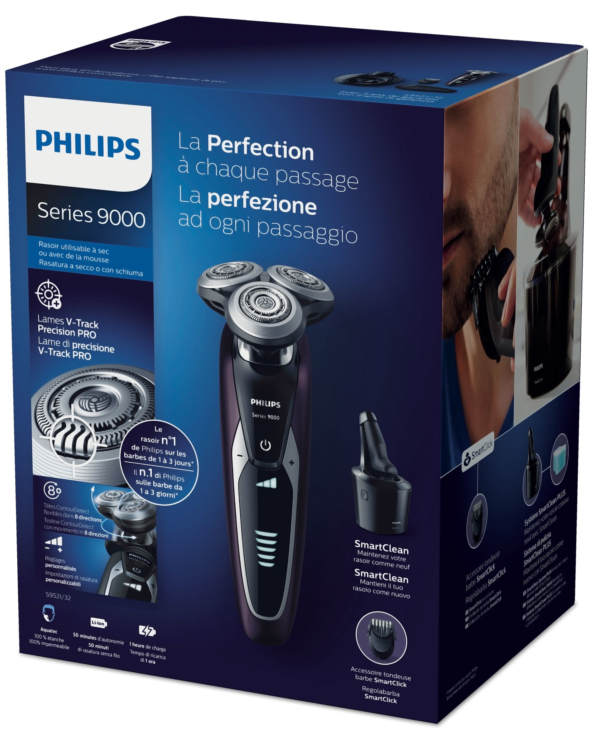 Philips SHAVER Series 9000 S9521/32 men's shaver Rotation shaver Black, Grey – image 2