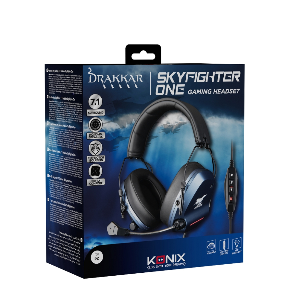 Konix Drakkar 61881118542 headphones/headset Wired Head-band Gaming Black, Blue – image 5