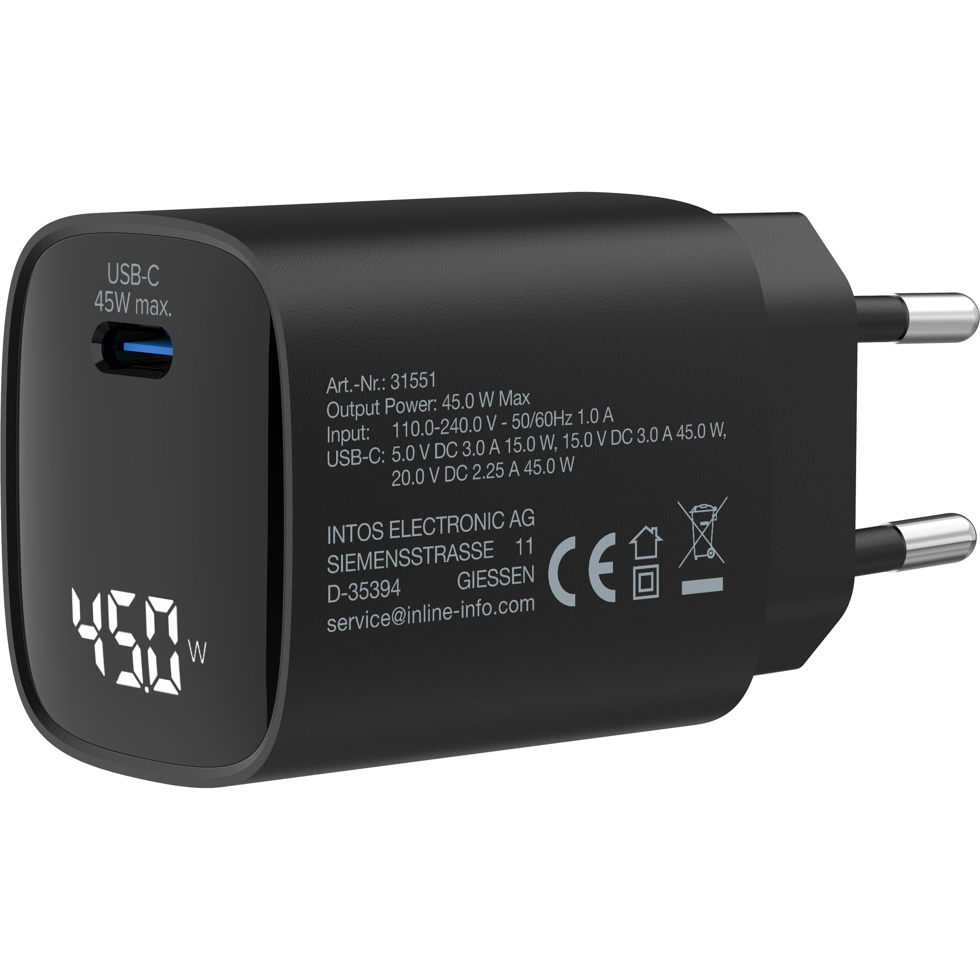 InLine USB PD power supply, GaN charger, 1-port, USB-C – image 2