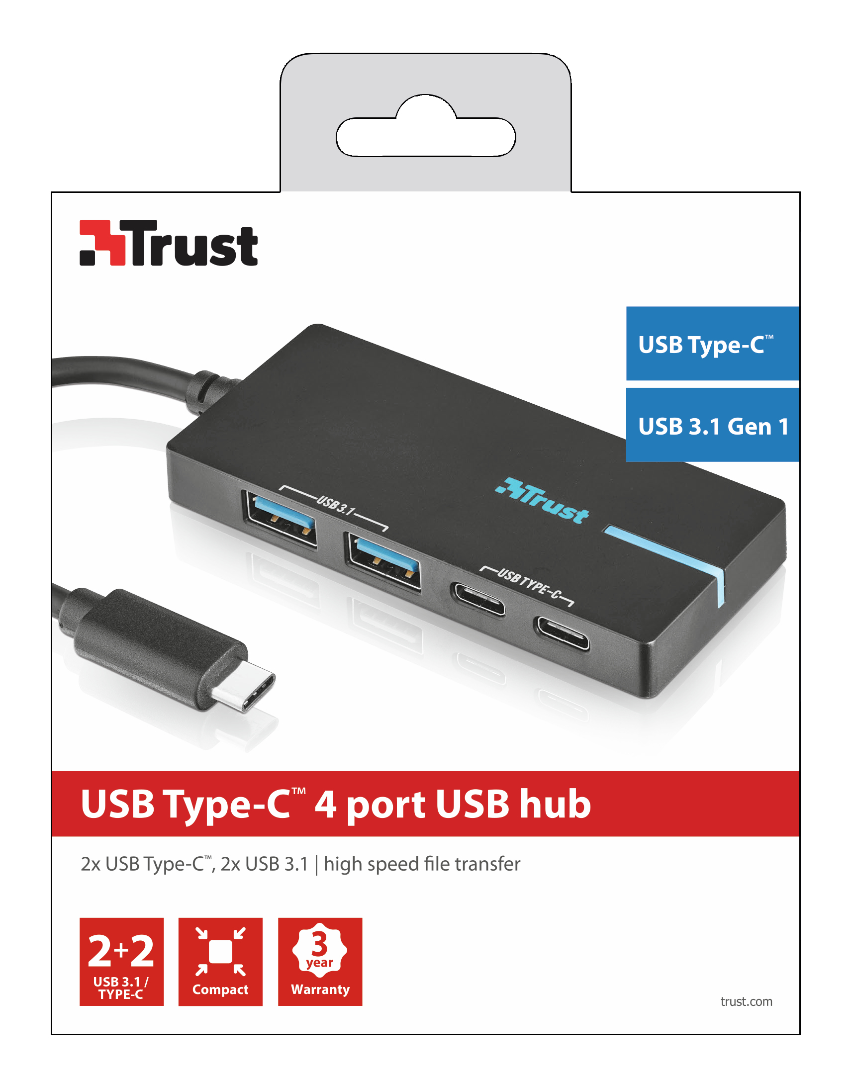 Trust 20820 interface hub USB 3.2 Gen 1 (3.1 Gen 1) Type-C Black – image 5
