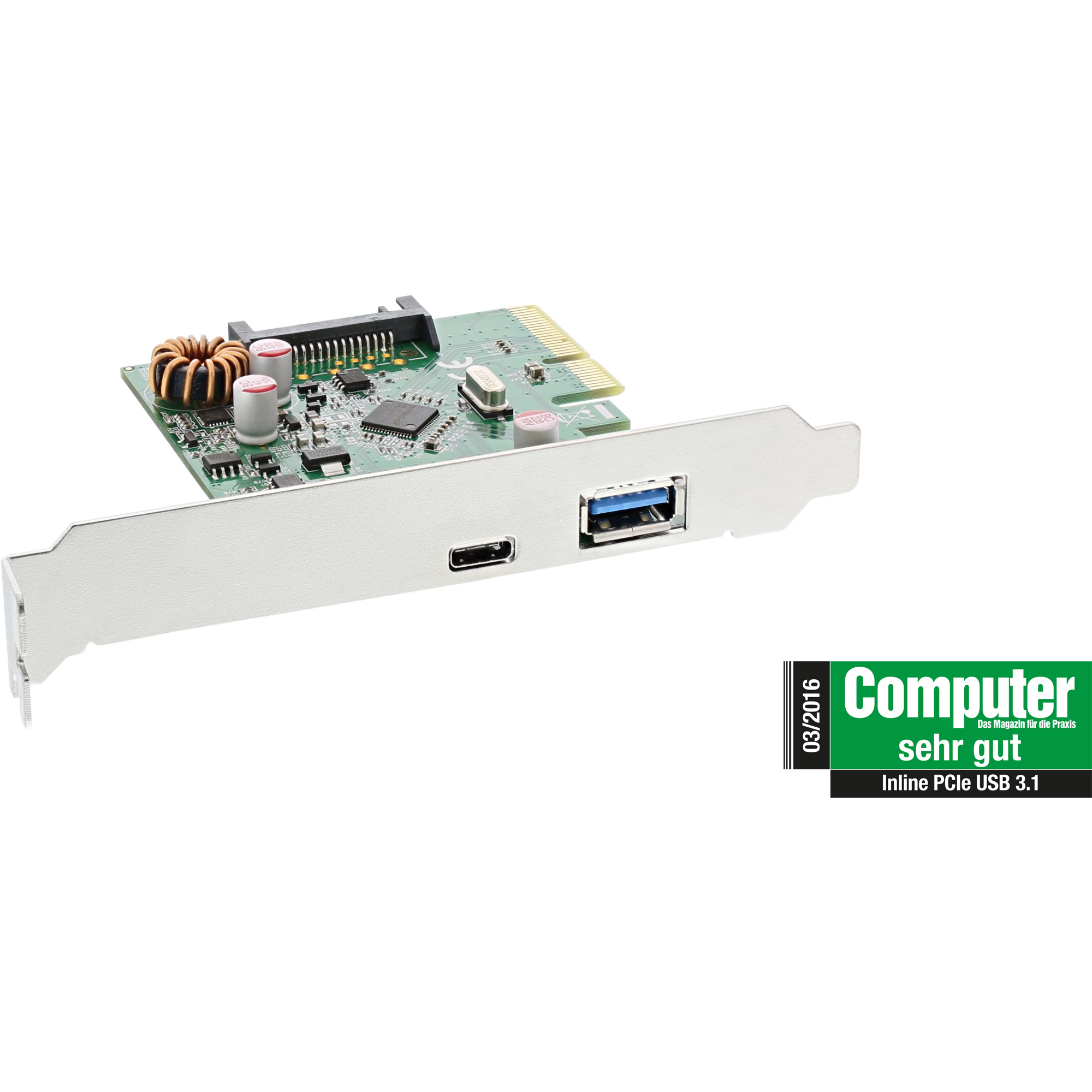 InLine USB 3.1 Gen.2 Host Controller 2 Port A+C + low profile Bracket PCIe x4