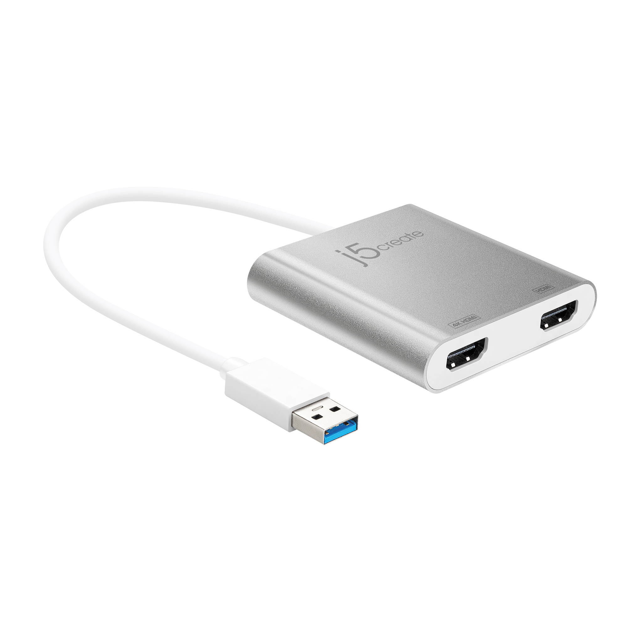 j5create JUA365 USB™ 3.0 to Dual HDMI Multi-Monitor Adapter, Silver – image 2
