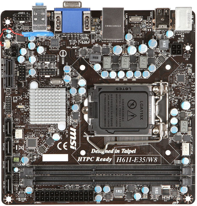 MSI H61I-E35/W8 motherboard Intel® H61 LGA 1155 (Socket H2) mini ITX – image 1