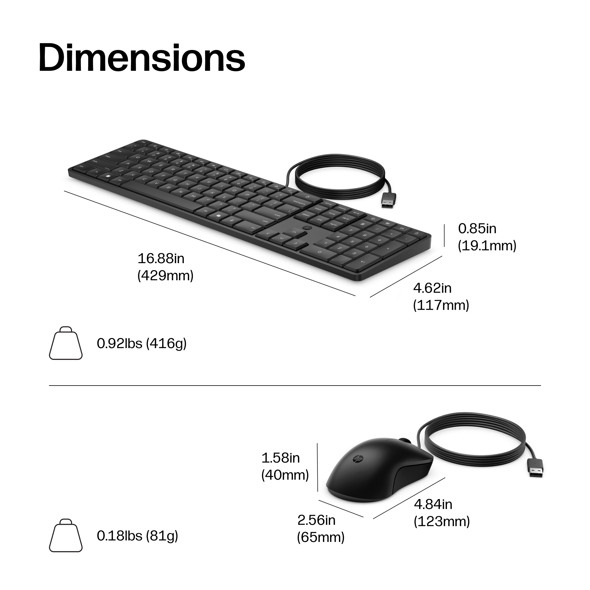 HP 170C Wired Mouse and Keyboard Combo – image 1