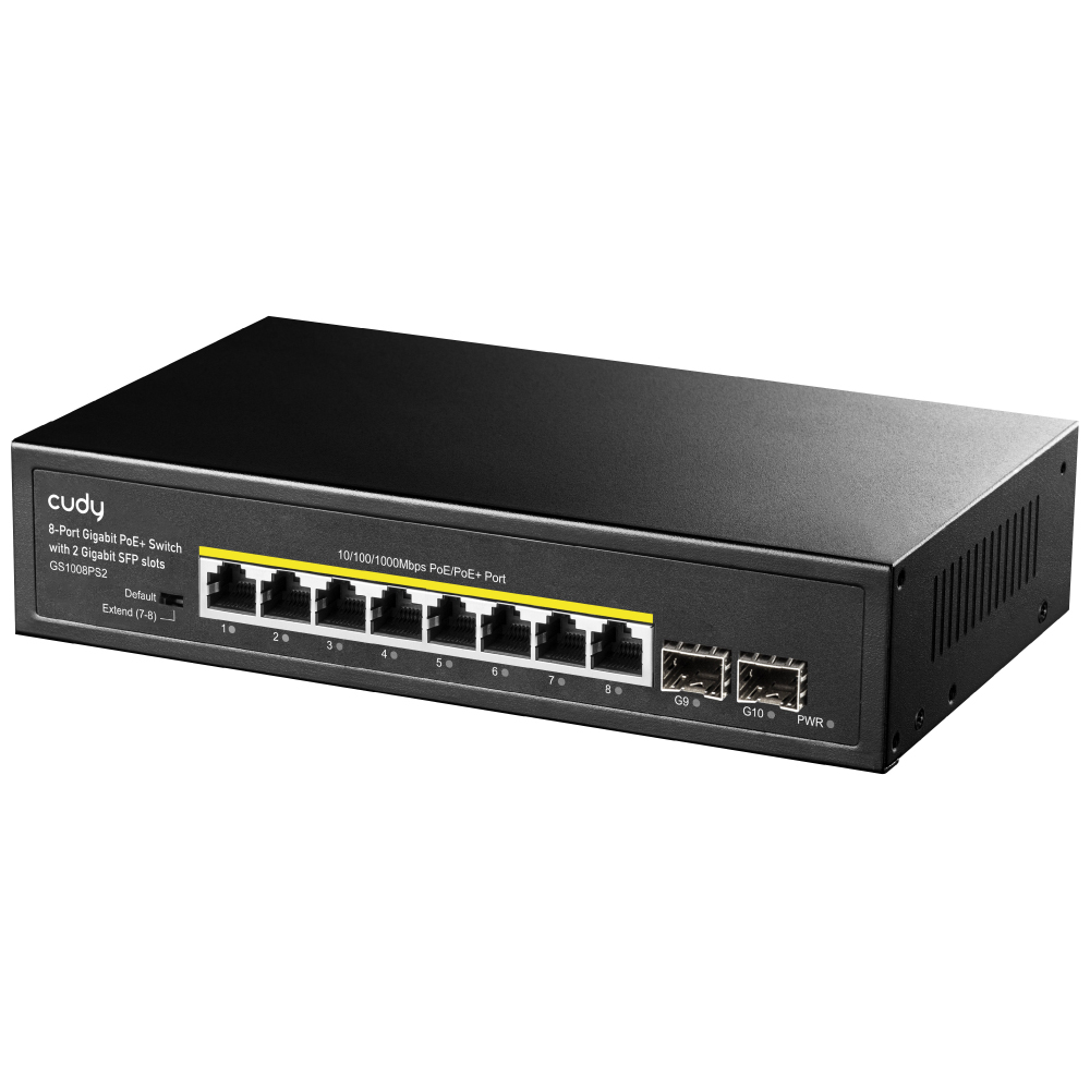 Cudy GS1008PS2 network switch Unmanaged Gigabit Ethernet (10/100/1000) Power over Ethernet (PoE) Black – image 2