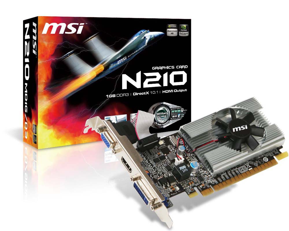 MSI N210-MD1G/D3 graphics card GeForce 210 – image 1
