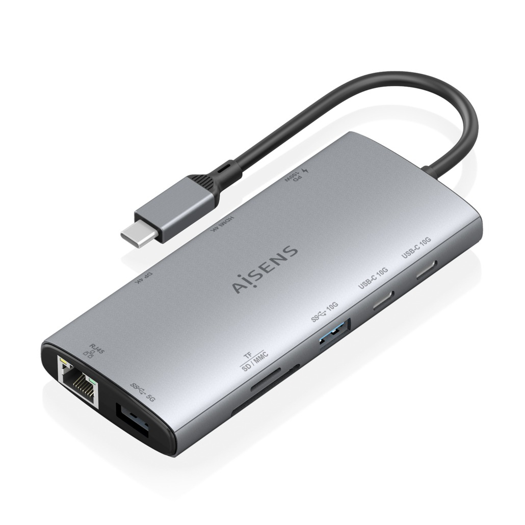 AISENS ASUC-10P050-GR laptop dock/port replicator Wired USB 3.2 Gen 1 (3.1 Gen 1) Type-C Grey – image 1