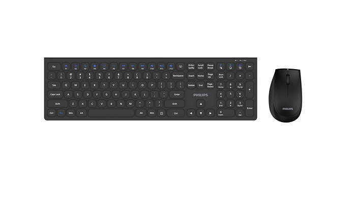 Philips 6000 series SPT6627B/93 keyboard Mouse included Universal RF Wireless + Bluetooth QWERTY English Black
