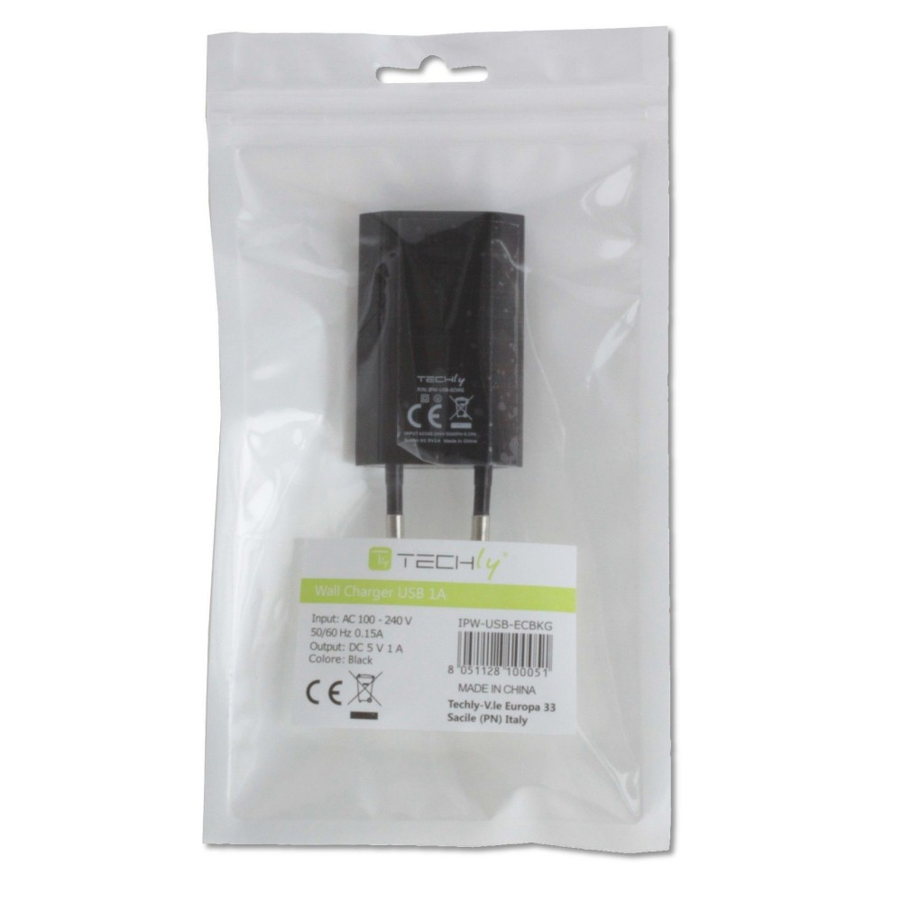 Techly Compact Charger USB 1A European Plug Black – image 2
