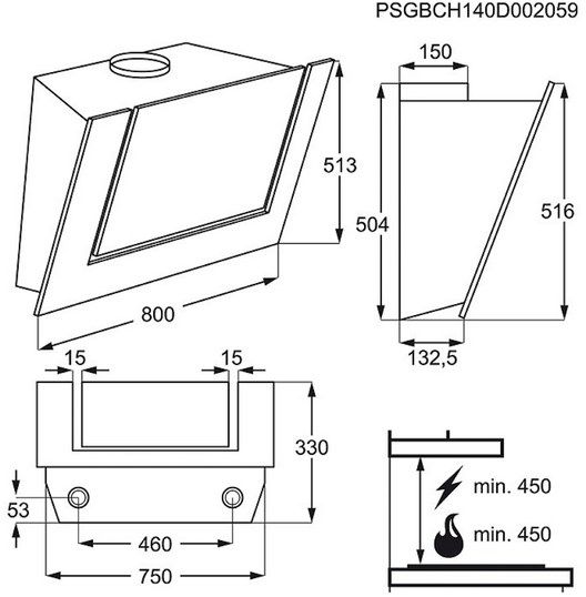 AEG X68163WV10 cooker hood Wall-mounted White 625 m³/h – image 2