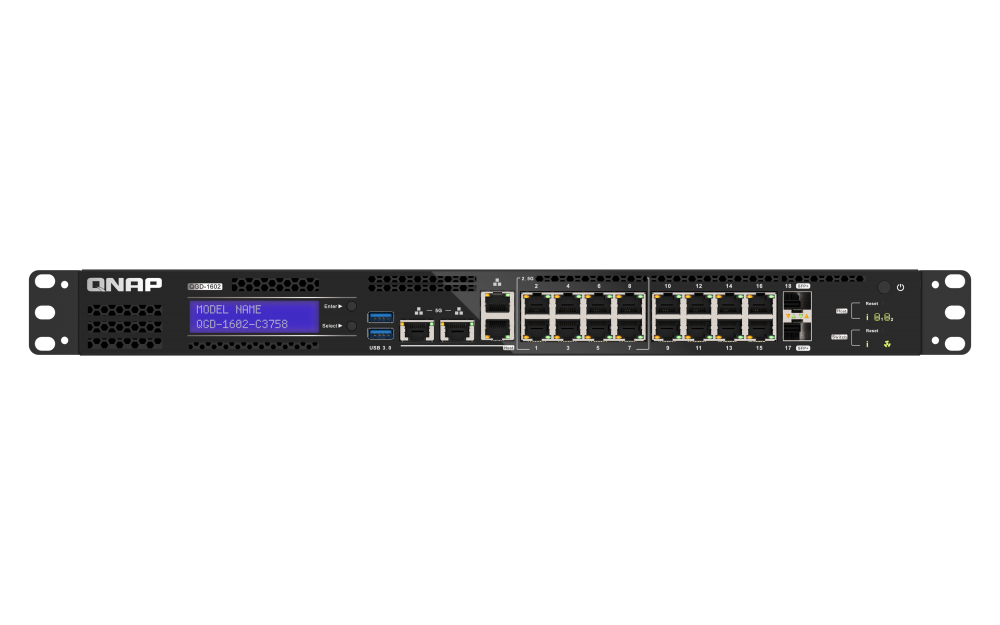 QNAP QGD-1602-C3758-16G switch di rete Gestito L2 2.5G Ethernet (100/1000/2500) Nero, Grigio