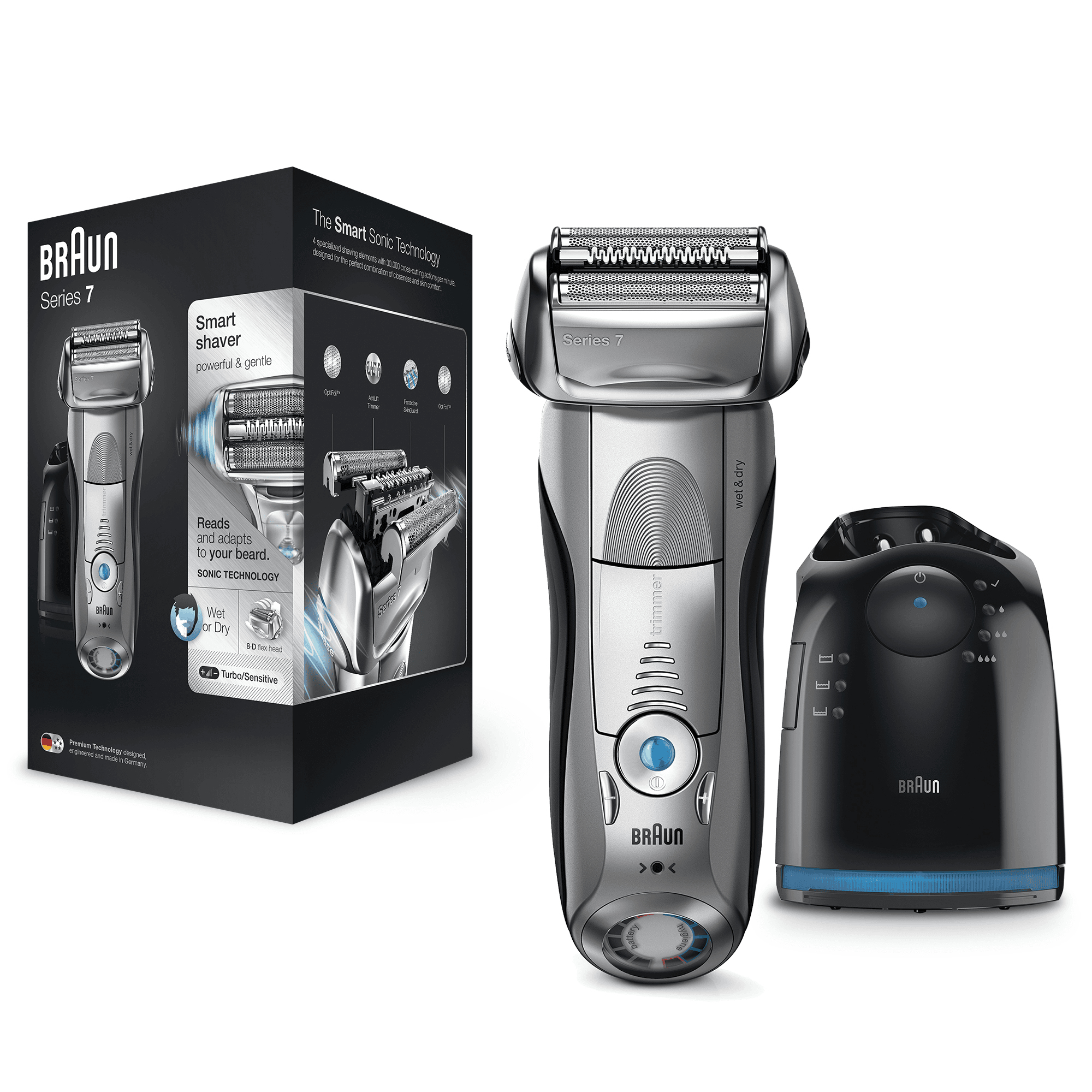 Braun Series 7 Electric Shaver For Men 7899cc, With Clean&Charge Station And Travel Case – Silver – image 2