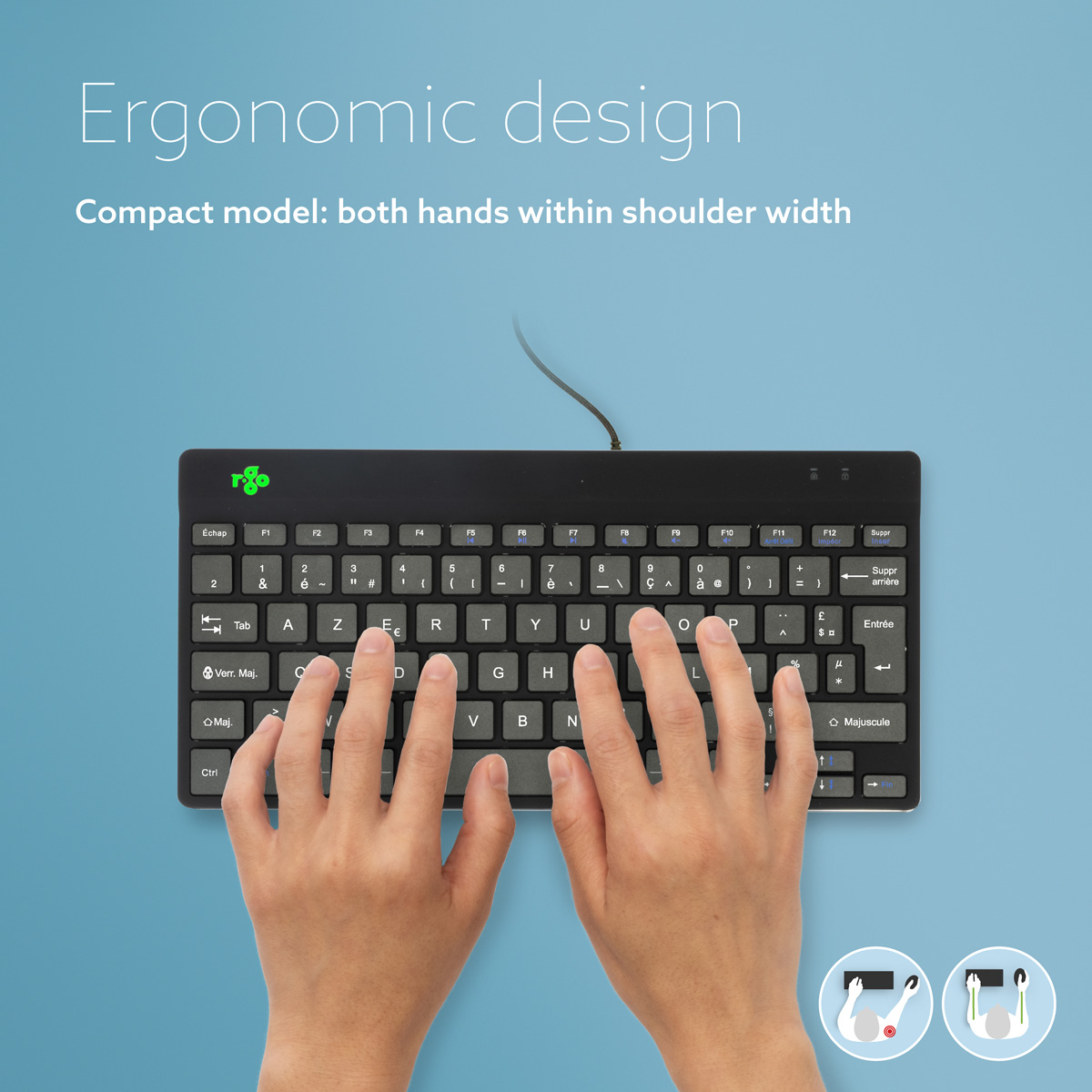 R-Go Tools Ergonomic keyboard R-Go Compact Break, compact keyboard with break software, AZERTY (FR), wired, black – image 5