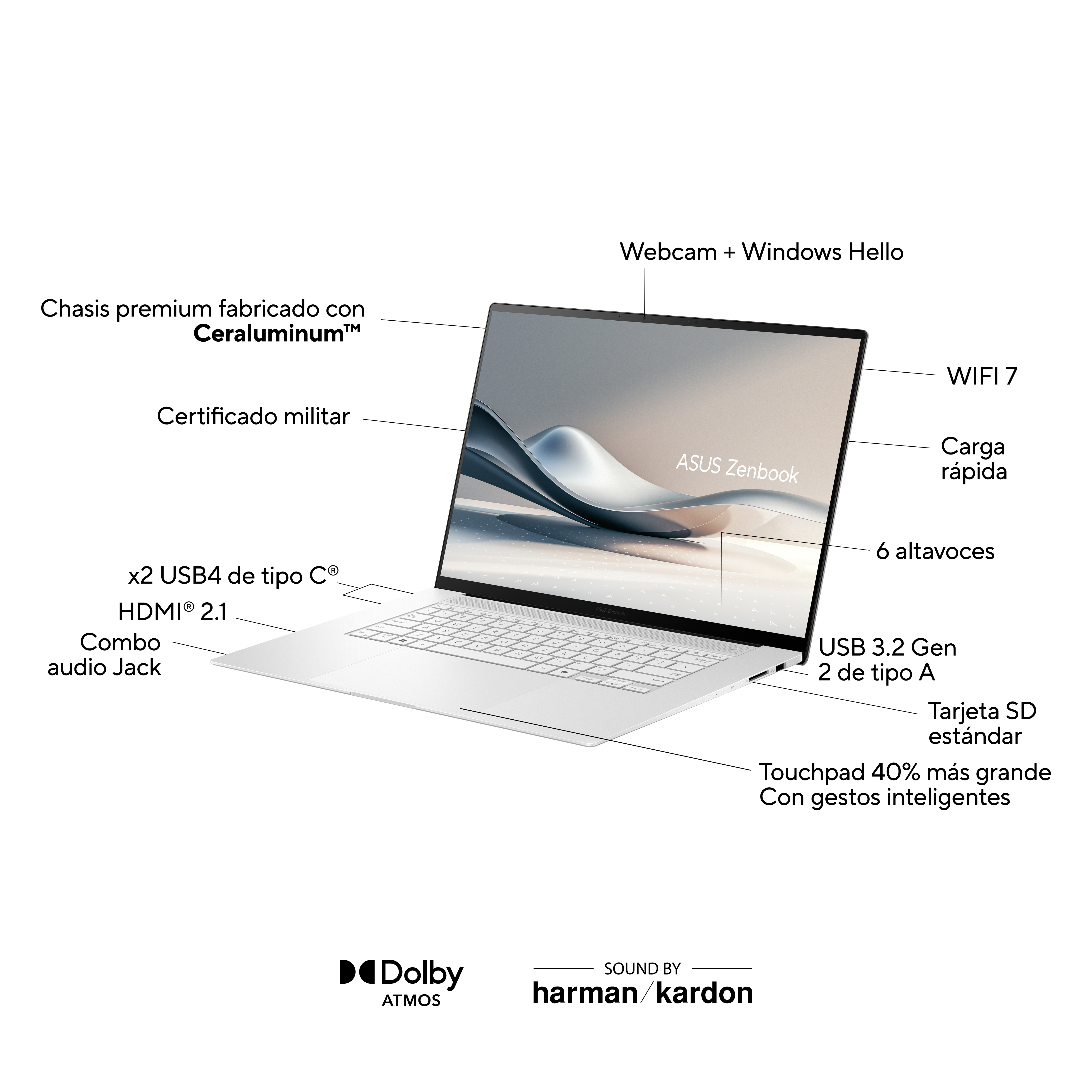 Portátil - ASUS Zenbook S 16 OLED UM5606WA-RK321W Copilot+ PC, 16" WQXGA+, AMD Ryzen AI 9 HX 370 50 TOPS, 32GB RAM, 1TB SSD, Radeon™ 890M, W11 - imagen 4