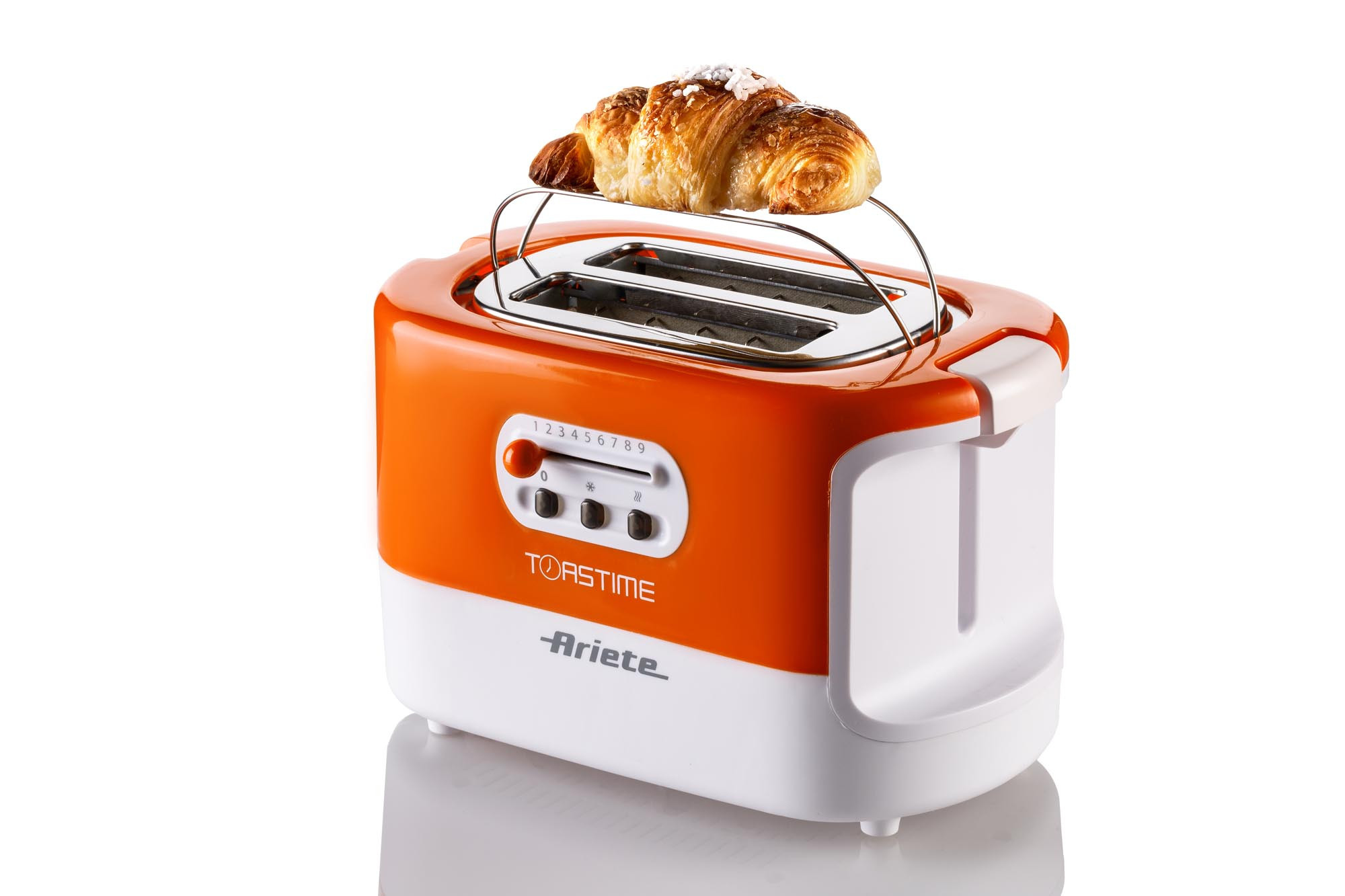 Ariete 159 Toastime - Toaster with Tongs for 2 slices of bread - 9 Degrees of Browning - 700 Watt - White and Orange – image 4