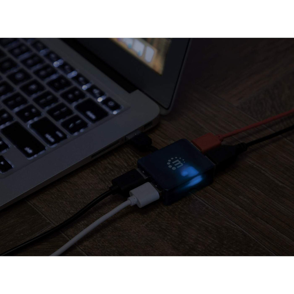 Manhattan USB-A 4-Port Micro Hub, 4x USB-A Ports, Blue, 480 Mbps (USB 2.0), USB powered (no external power supply required), Hi-Speed USB, Three Year Warranty, – image 9