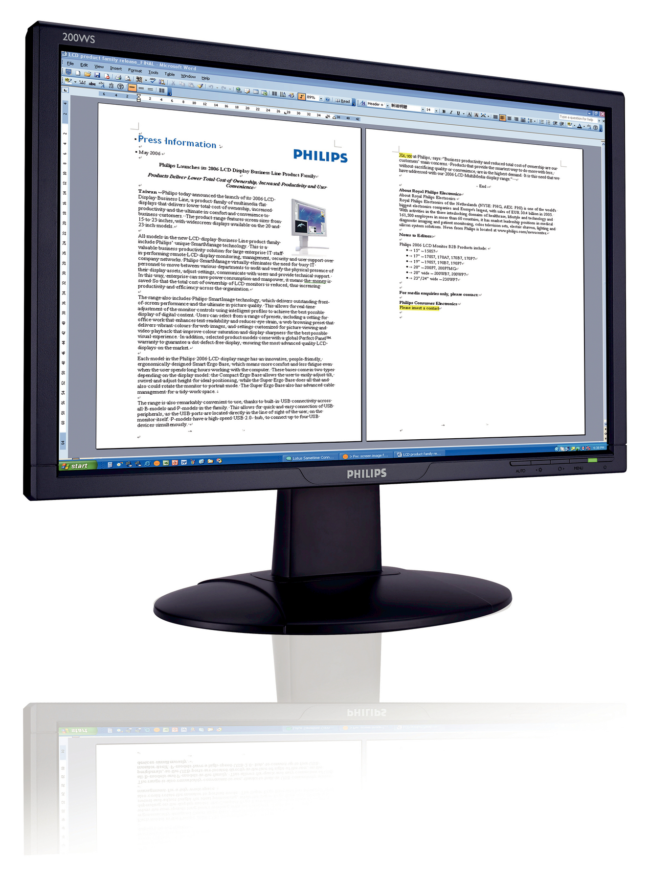 Philips LCD widescreen monitor 200WS8FB/00