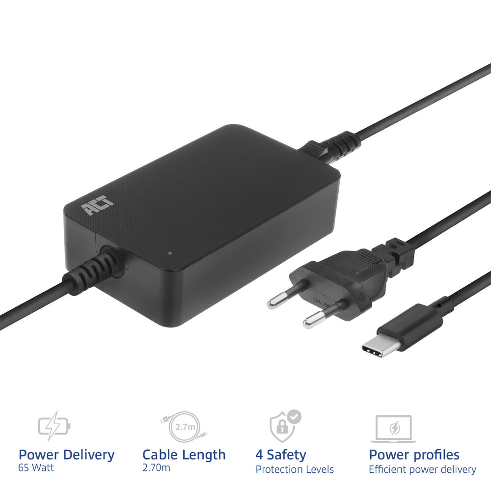 ACT USB-C laptop charger with Power Delivery profiles – image 2