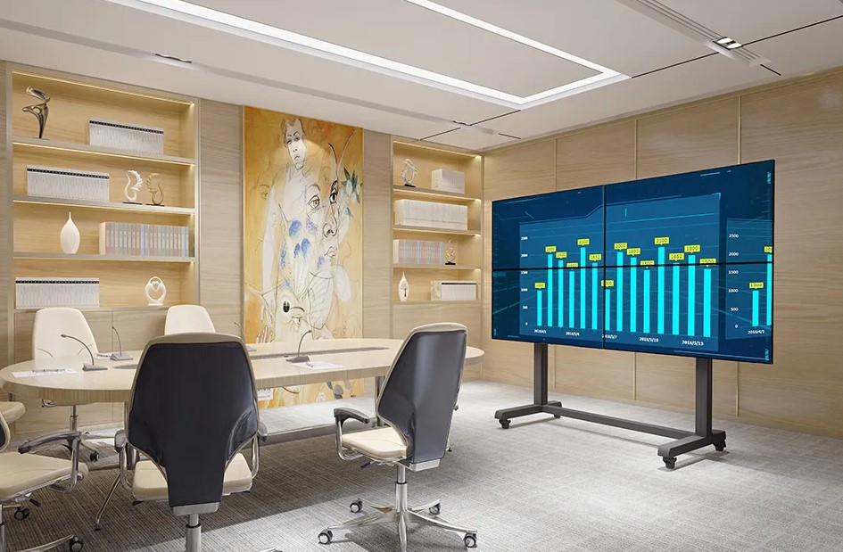 صورة حامل أرضي Neomounts لجدار الفيديو، 32"-55"، 30 كجم، أسود