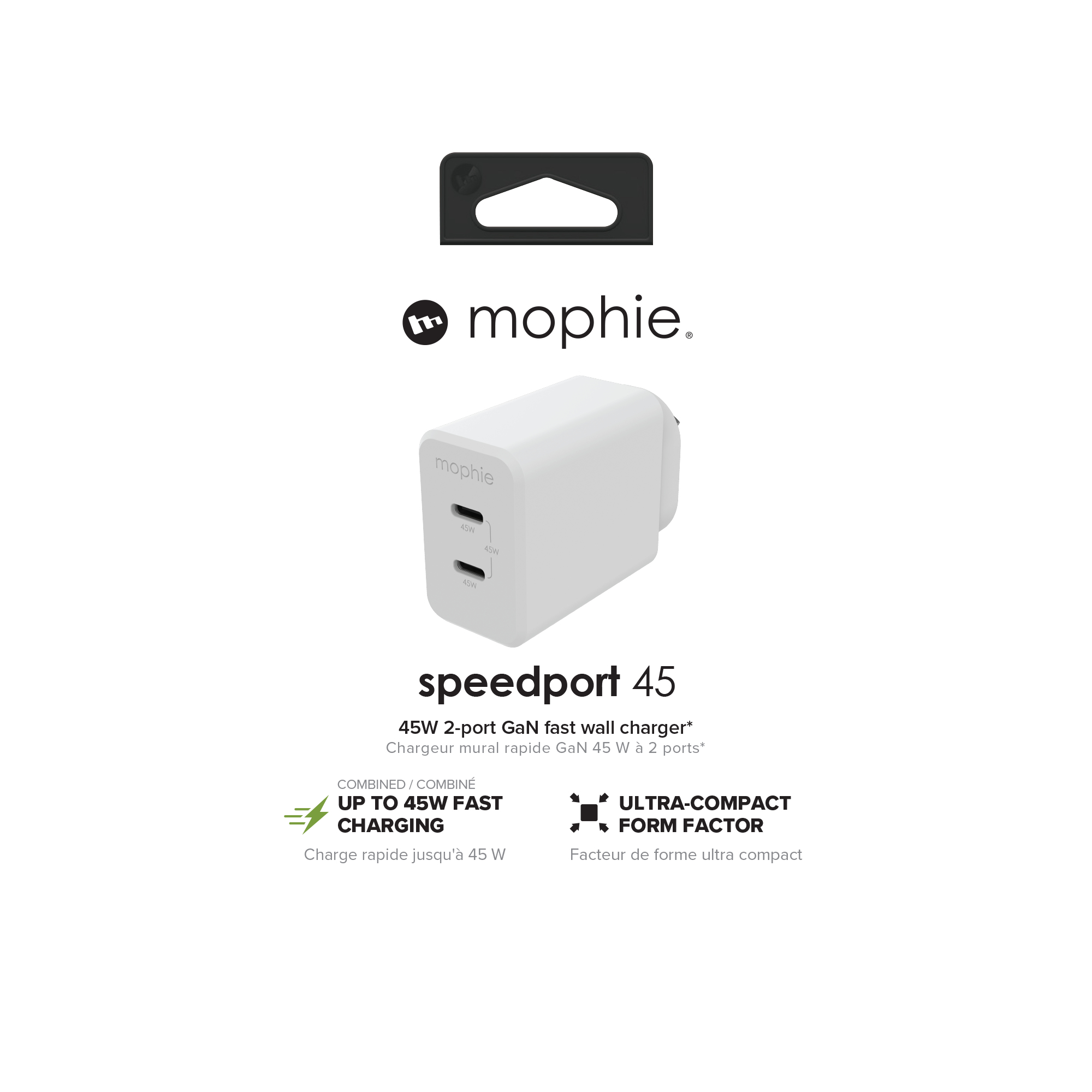 mophie Accessories-Wall Adapter-USB-C-PD-DUAL-45W-GAN-White-AU(2xUSBC) – image 3