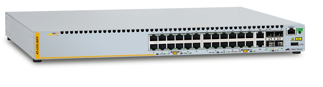 Allied Telesis AT-X310-26FP network switch Managed L3 Fast Ethernet (10/100) Power over Ethernet (PoE) 1U Grey