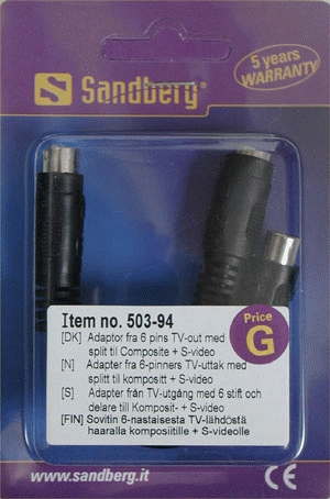 Sandberg Adapter TV-OUT 6p->Comp+S-Vid – image 2