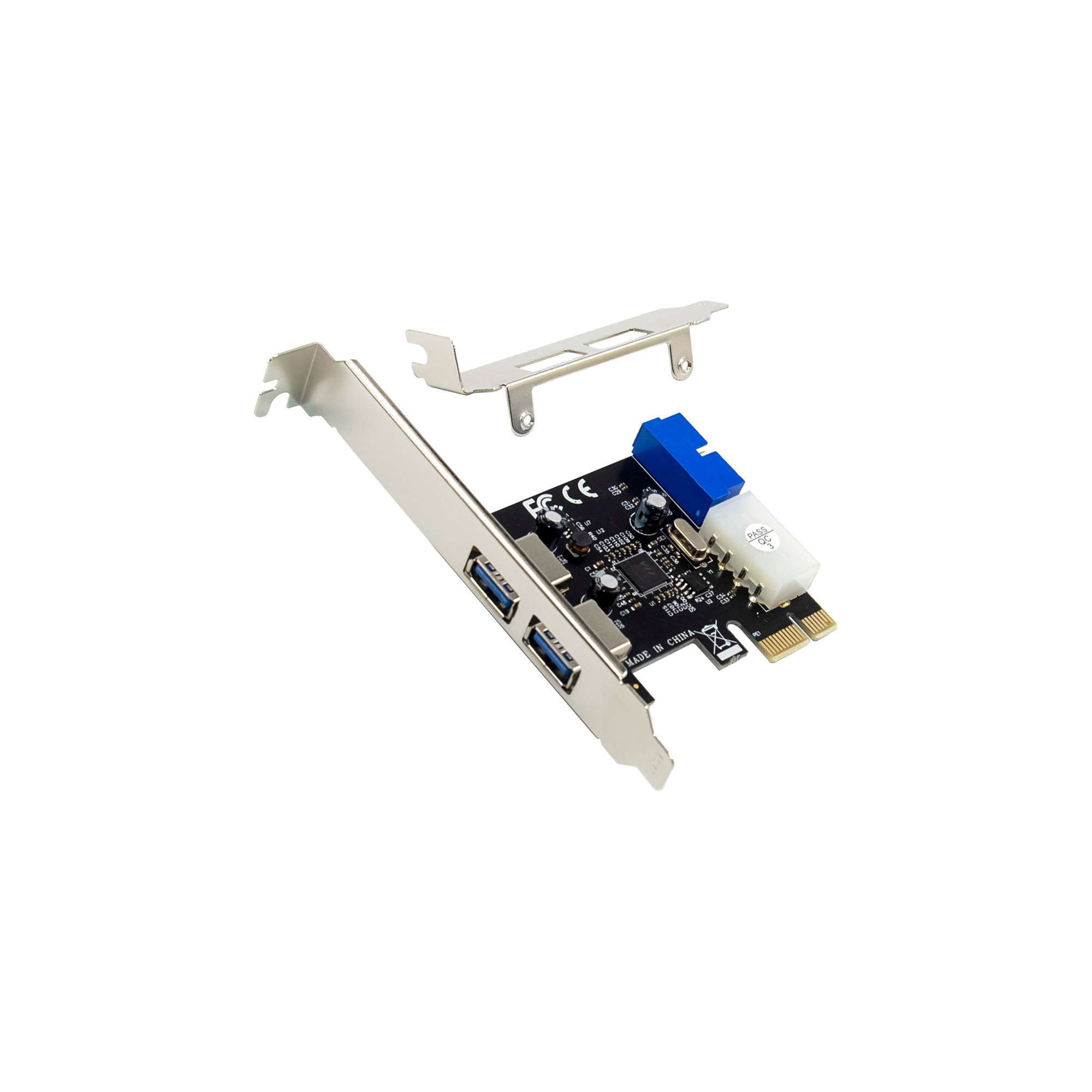 InLine 2+2ports USB 3.2 Gen.1 host controller, PCIe, w/SATA power + LP bracket – image 3
