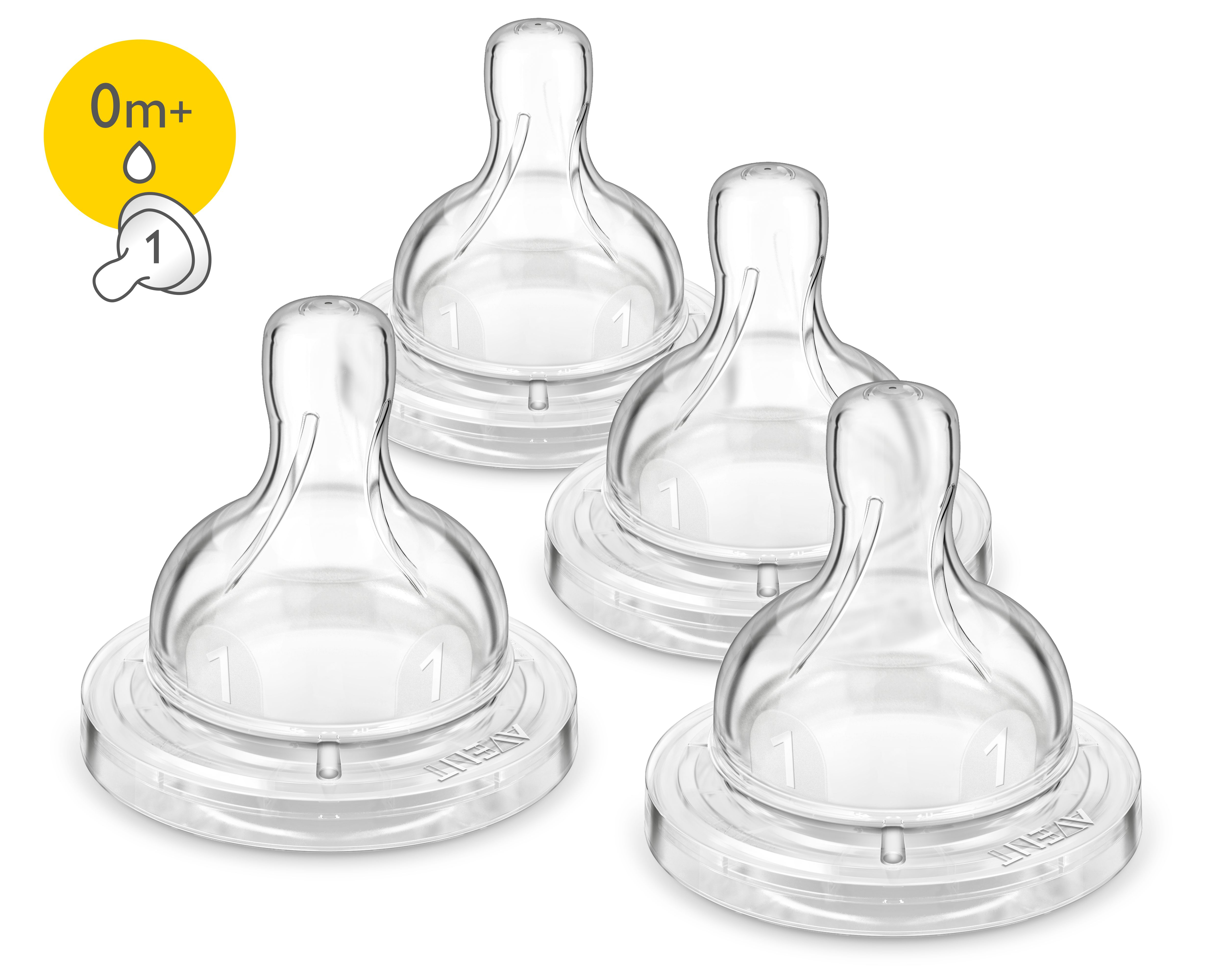صورة Philips AVENT SCF421/47 حلمات مضادة للمغص، تدفق بطيء، سيليكون، شفاف، 4 قطع