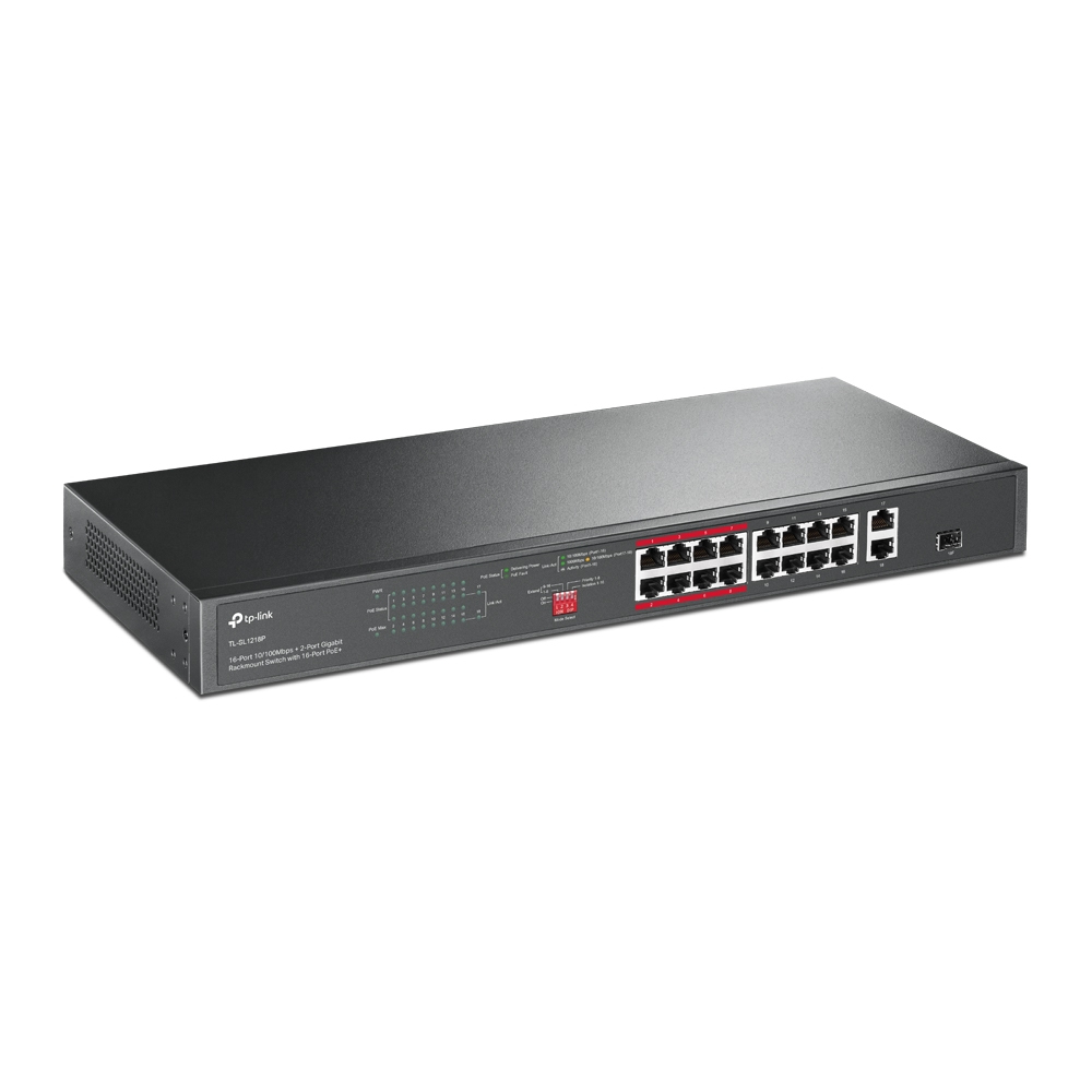 TP-Link 16-Port 10/100 Mbps + 2-Port Gigabit Rackmount PoE Switch with 16-Port PoE+ – image 2