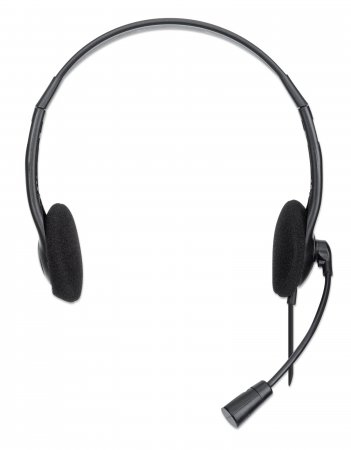 Manhattan Stereo On-Ear Headset (USB), Microphone Boom, Retail Box Packaging, Adjustable Headband, Ear Cushion, 1x USB-A for both sound and mic use, cable 1.5m, – image 3