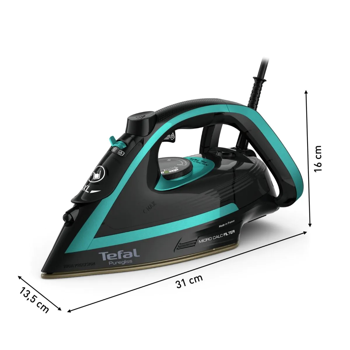 Tefal Puregliss FV8066G0 iron Dry & Steam iron Durilium AirGlide Autoclean soleplate – image 8