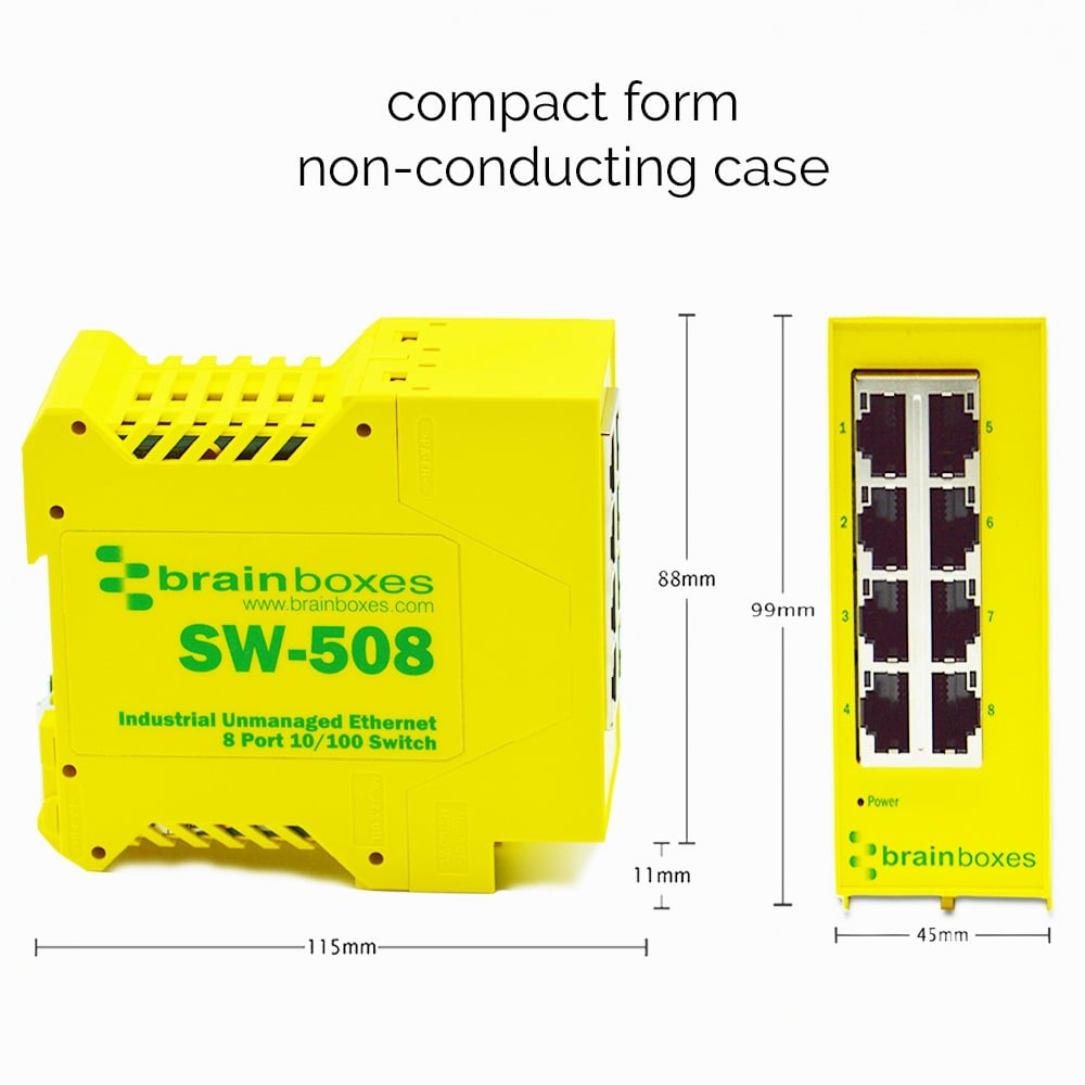 Brainboxes Industrial 8 Port 10/100 Ethernet Switch – image 3