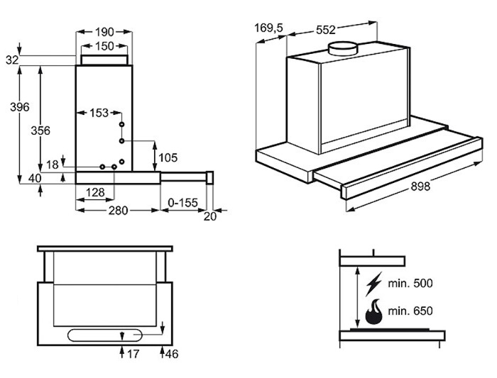 AEG X69164MP2 cooker hood Semi built-in (pull out) Stainless steel 603 m³/h – image 2