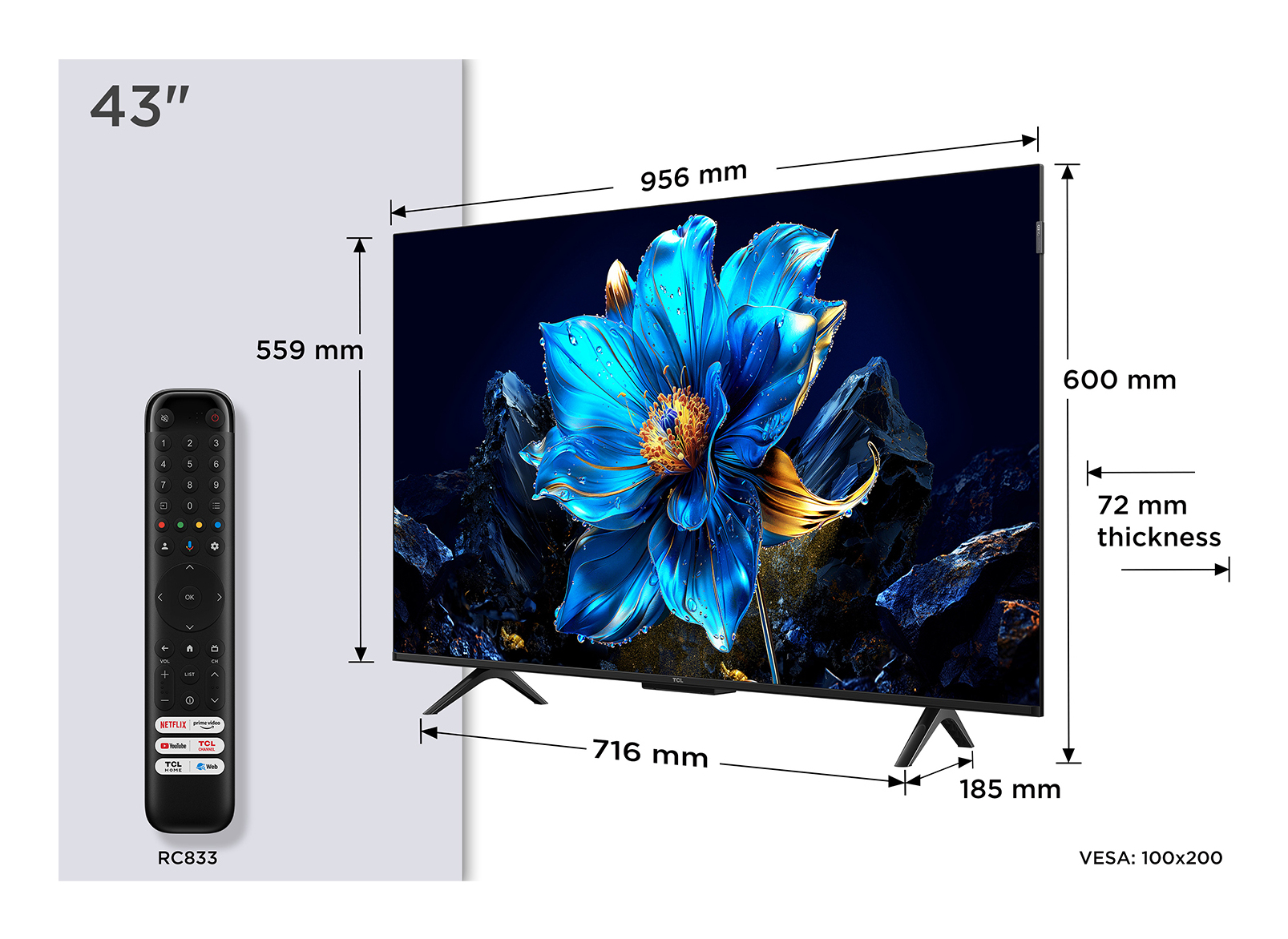 TV QLED Tcl 43P79K 108 cm 4K UHD Aluminium brossé — photo 1