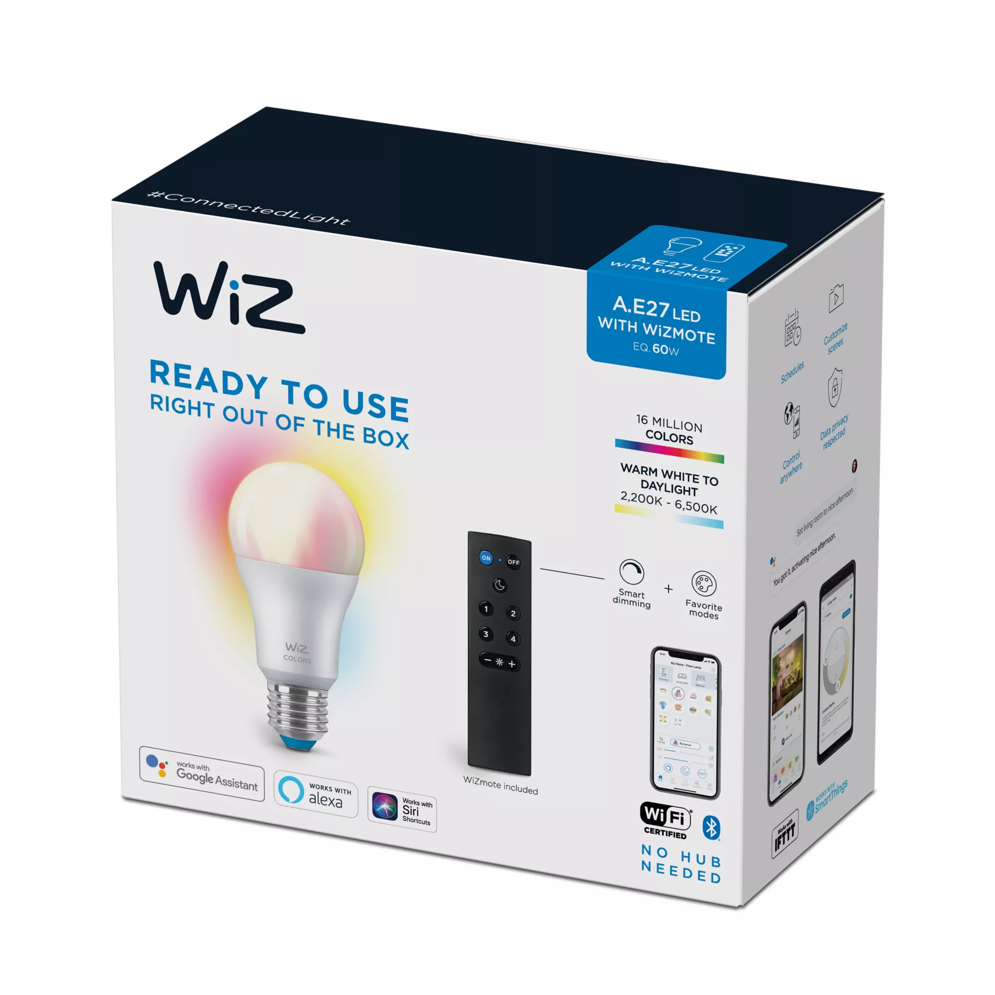 WiZ Bulb 8W (Eq.60W) A60 E27 x1 + Remote – image 5