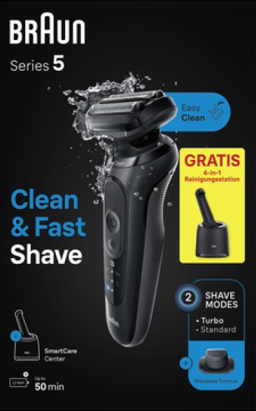 Braun Series 5 52-N7200cc Rasoio Trimmer Nero