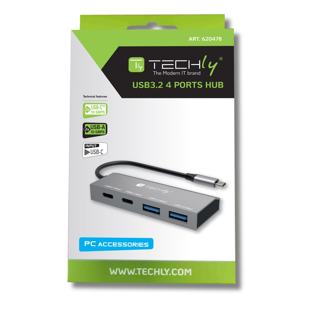 Techly IUSB32C-HUB4AC2 laptop dock/port replicator Wired USB 3.2 Gen 1 (3.1 Gen 1) Type-C Silver – image 2