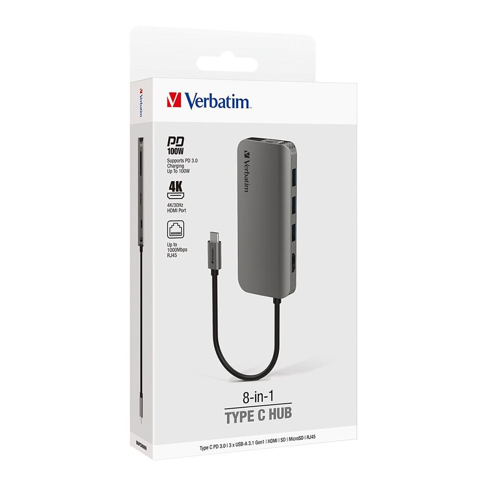 Verbatim 66604 laptop dock/port replicator Wired USB 3.2 Gen 1 (3.1 Gen 1) Type-C Grey – image 7