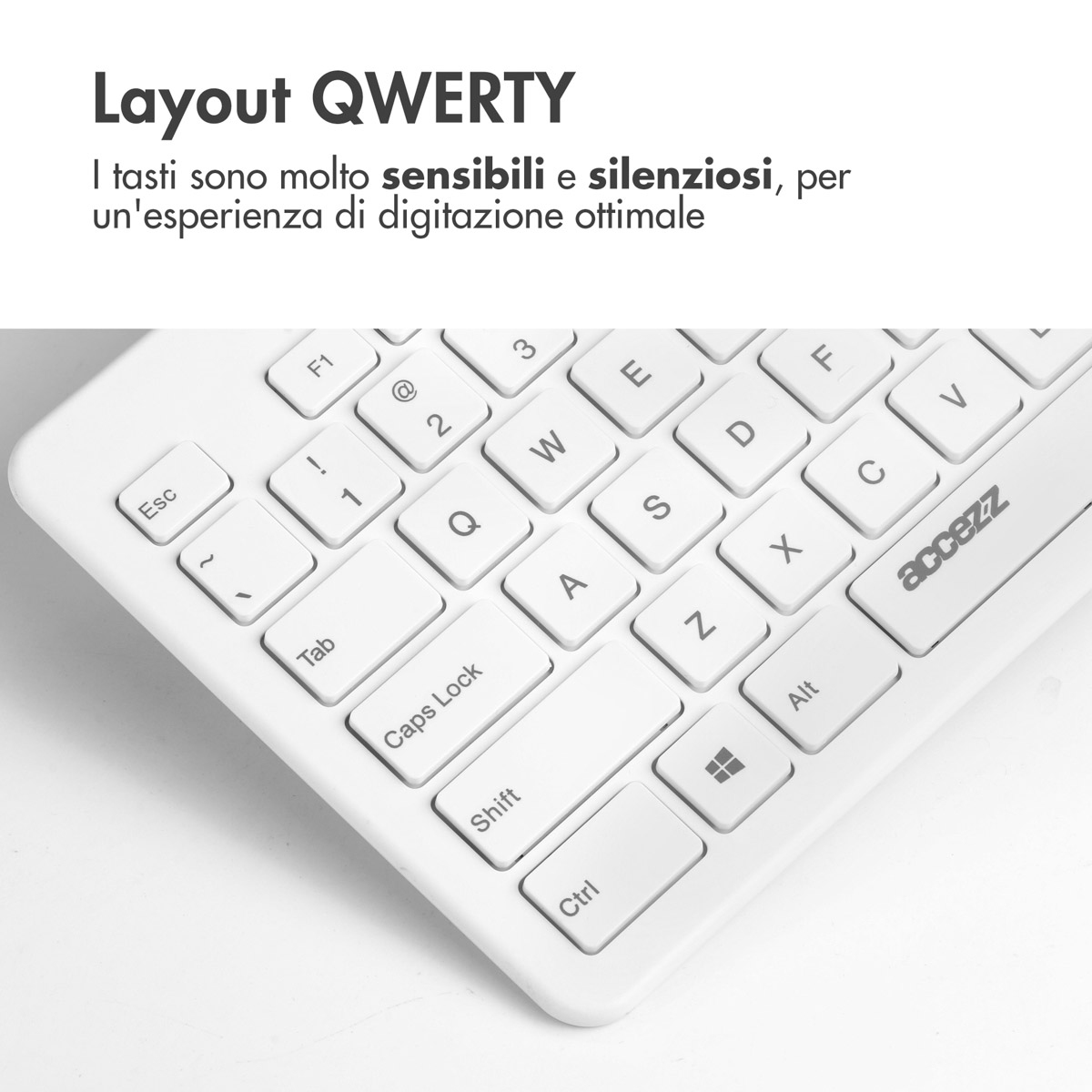 Accezz SH00049953 mobile device keyboard QWERTY Bluetooth White – image 3