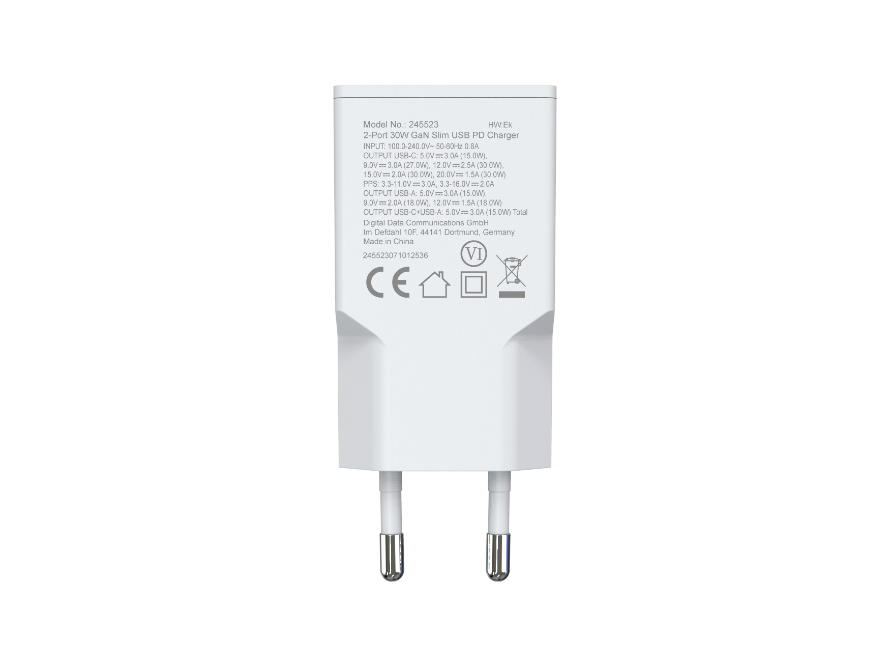 2-Port 30W GaN Slim USB PD-Ladegerät, USB-C x1, USB-A x1