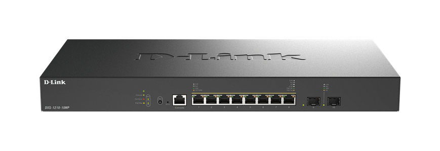 D-Link DXS 1210-10MP - Switch - Managed - 8 x 10GBase-T + 2 x 10 Gigabit SFP+ - rack-mountable - PoE++ (370 W)
